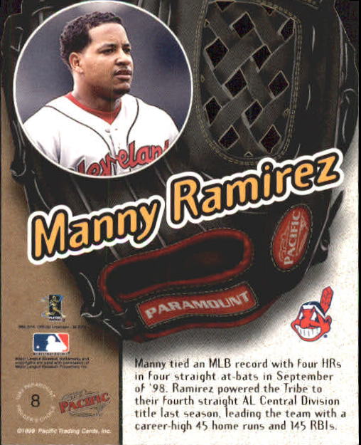 1999 Paramount Fielder's Choice #8 Manny Ramirez back image