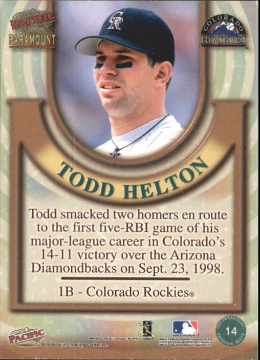 1999 Paramount Personal Bests #14 Todd Helton back image