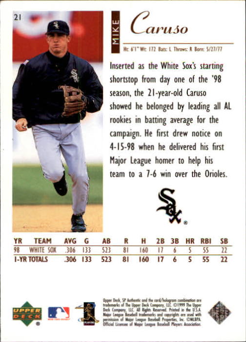 1999 SP Authentic #21 Mike Caruso back image