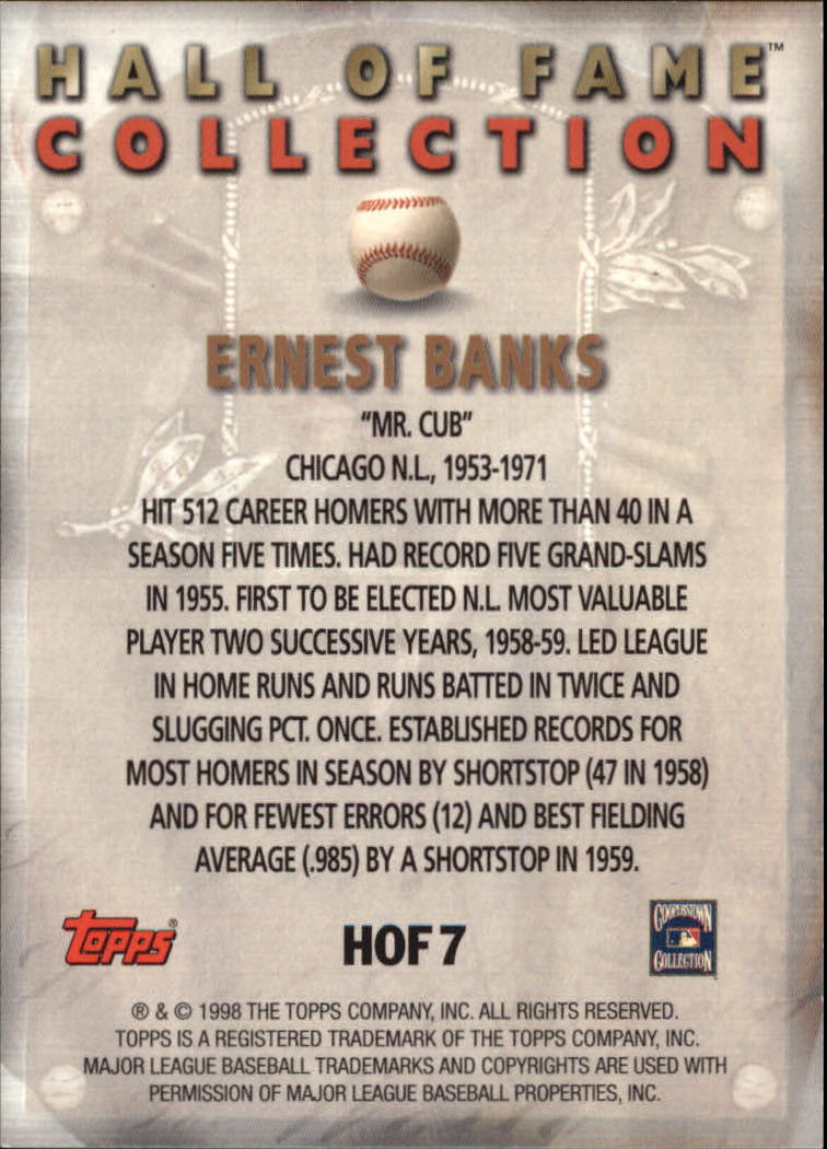 1999 Topps Hall of Fame Collection #HOF7 Ernie Banks back image