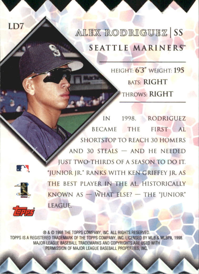 1999 Topps Lords of the Diamond #LD7 Alex Rodriguez back image