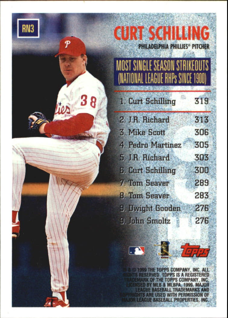 1999 Topps Record Numbers #RN3 Curt Schilling back image