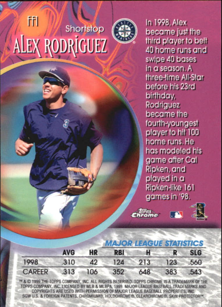 1999 Topps Chrome Fortune 15 #FF1 Alex Rodriguez back image