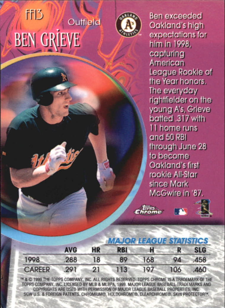 1999 Topps Chrome Fortune 15 #FF13 Ben Grieve back image