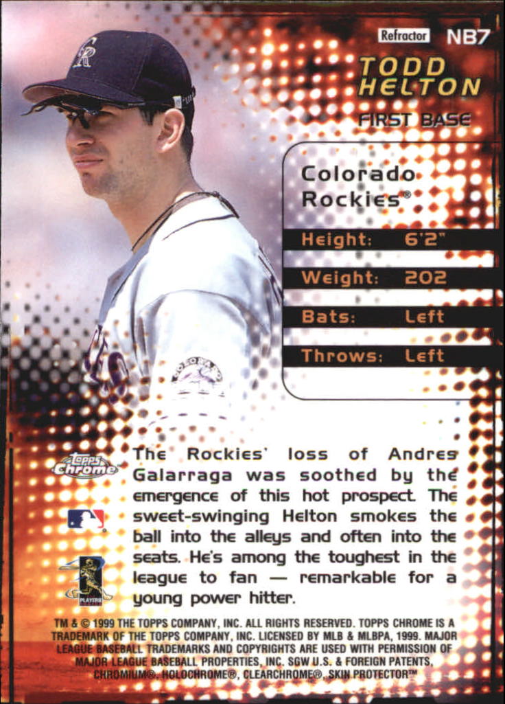 1999 Topps Chrome New Breed Refractors #NB7 Todd Helton back image