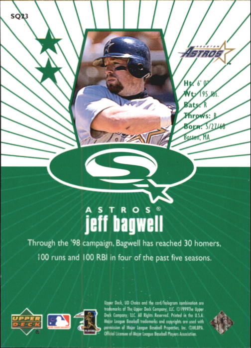 1999 UD Choice StarQuest Green #23 Jeff Bagwell back image
