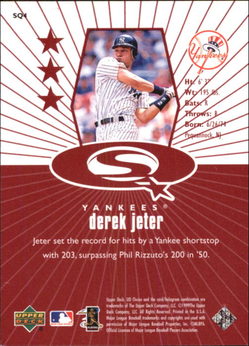 1999 UD Choice StarQuest Red #4 Derek Jeter back image