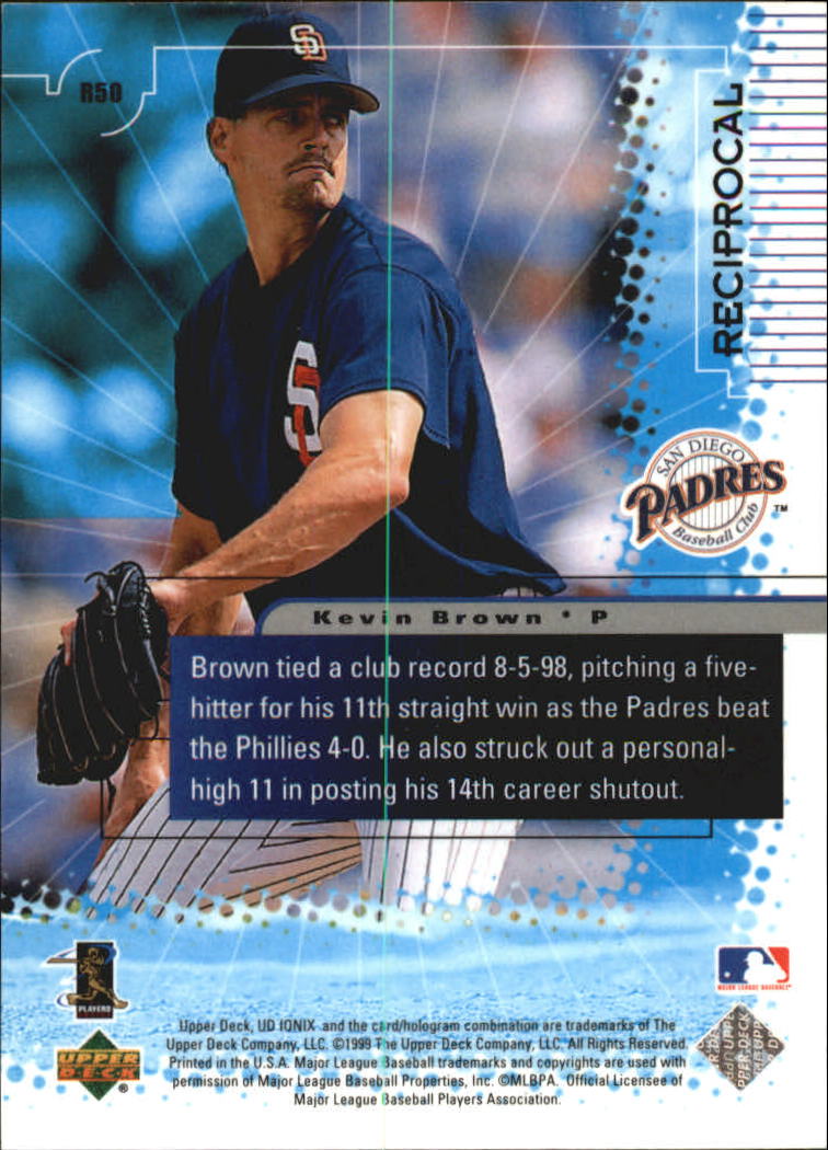 1999 UD Ionix Reciprocal #50 Kevin Brown back image