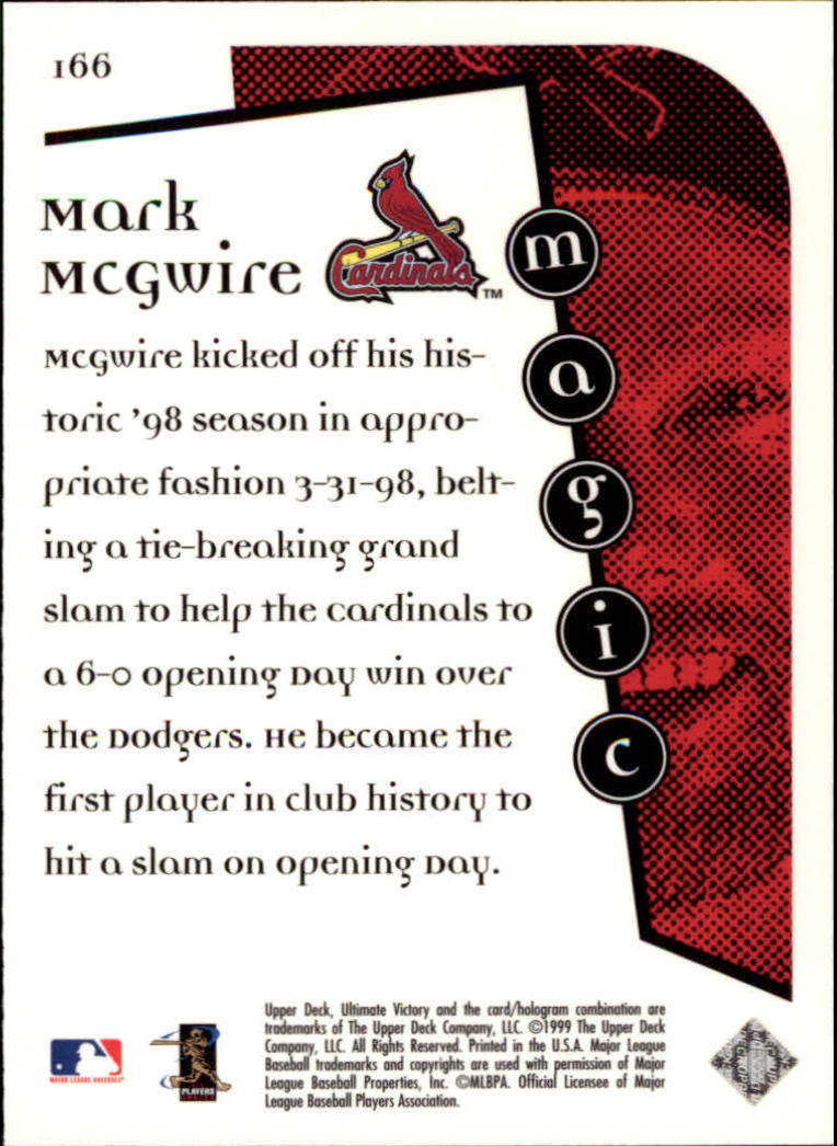 1999 Ultimate Victory #166 Mark McGwire MM back image