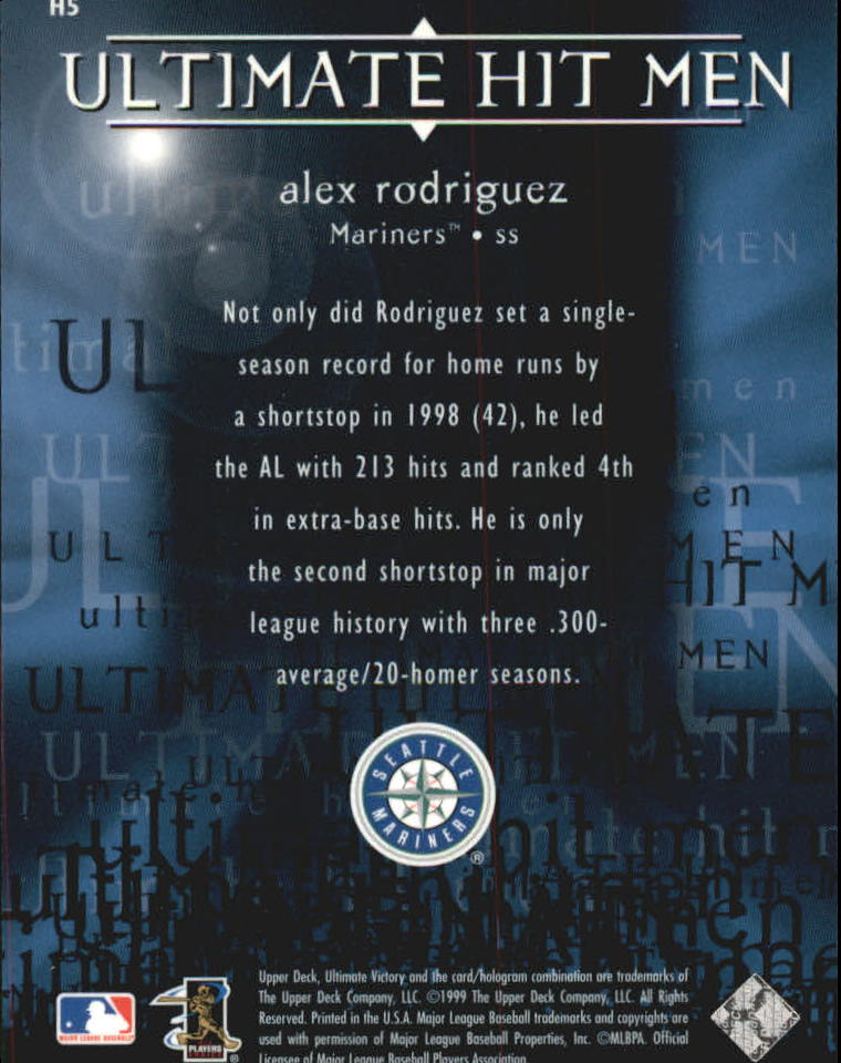 1999 Ultimate Victory Ultimate Hit Men #H5 Alex Rodriguez back image
