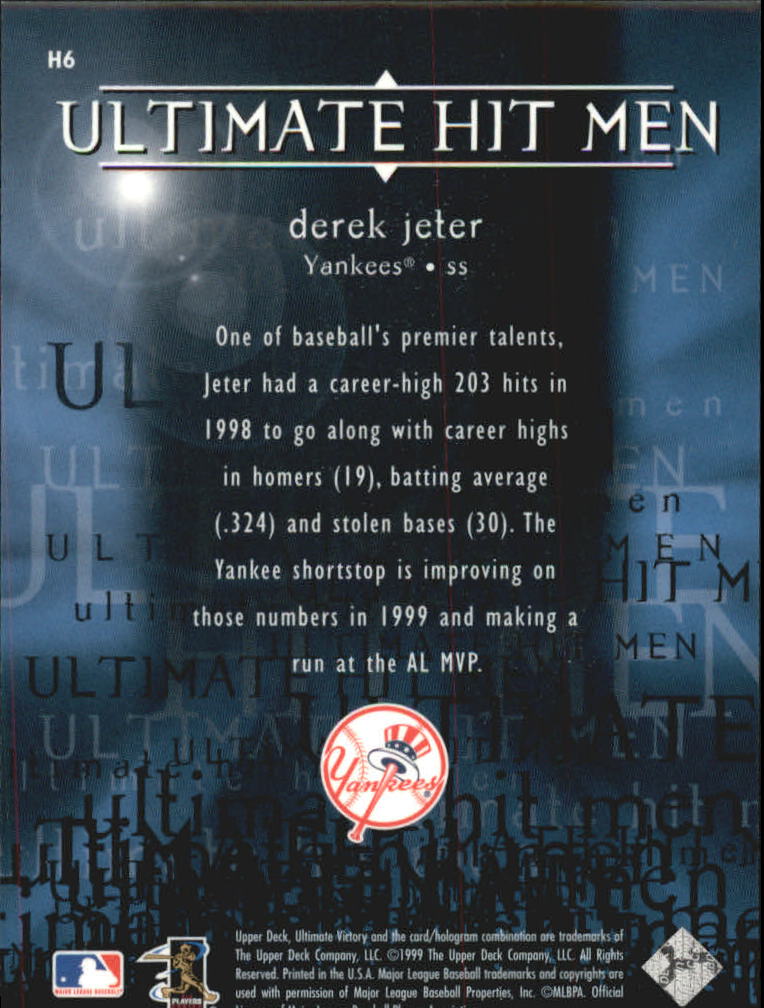 1999 Ultimate Victory Ultimate Hit Men #H6 Derek Jeter back image