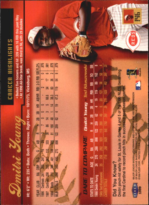 1999 Ultra #146 Dmitri Young back image