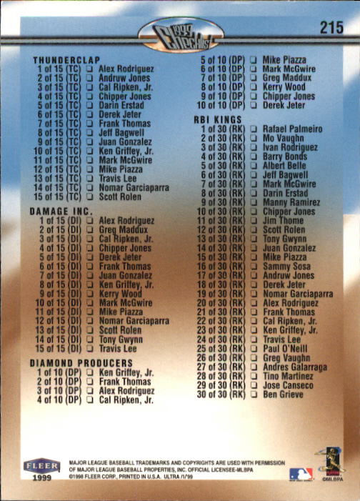 1999 Ultra #215 Ken Griffey Jr. CL back image