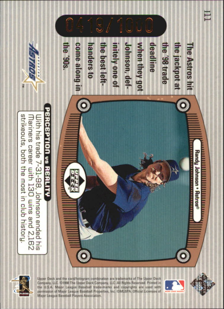 1999 Upper Deck Immaculate Perception Double #I11 Randy Johnson back image