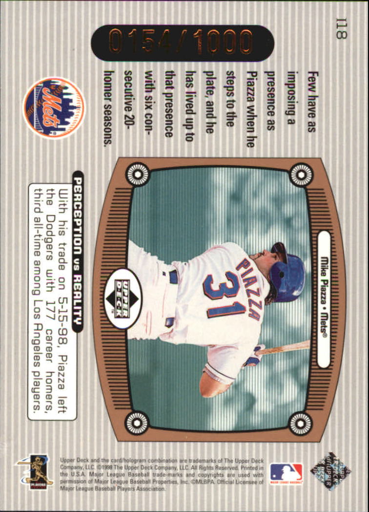 1999 Upper Deck Immaculate Perception Double #I18 Mike Piazza back image