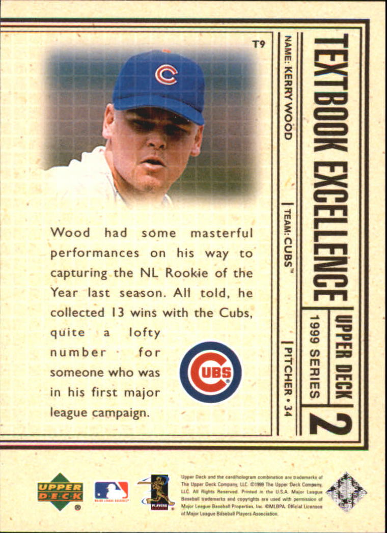 1999 Upper Deck Textbook Excellence #T9 Kerry Wood back image