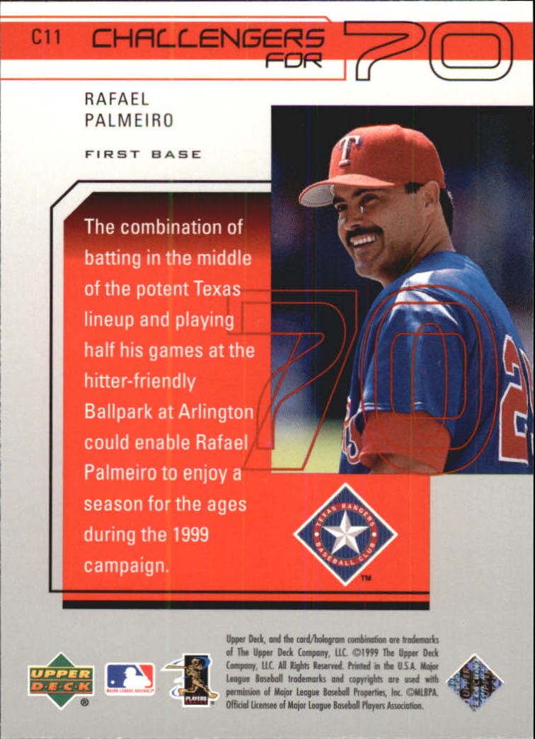 1999 Upper Deck Challengers for 70 Challengers Inserts #C11 Rafael Palmeiro back image