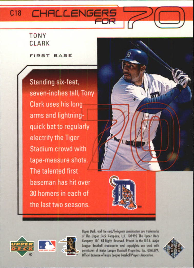 1999 Upper Deck Challengers for 70 Challengers Inserts #C18 Tony Clark back image