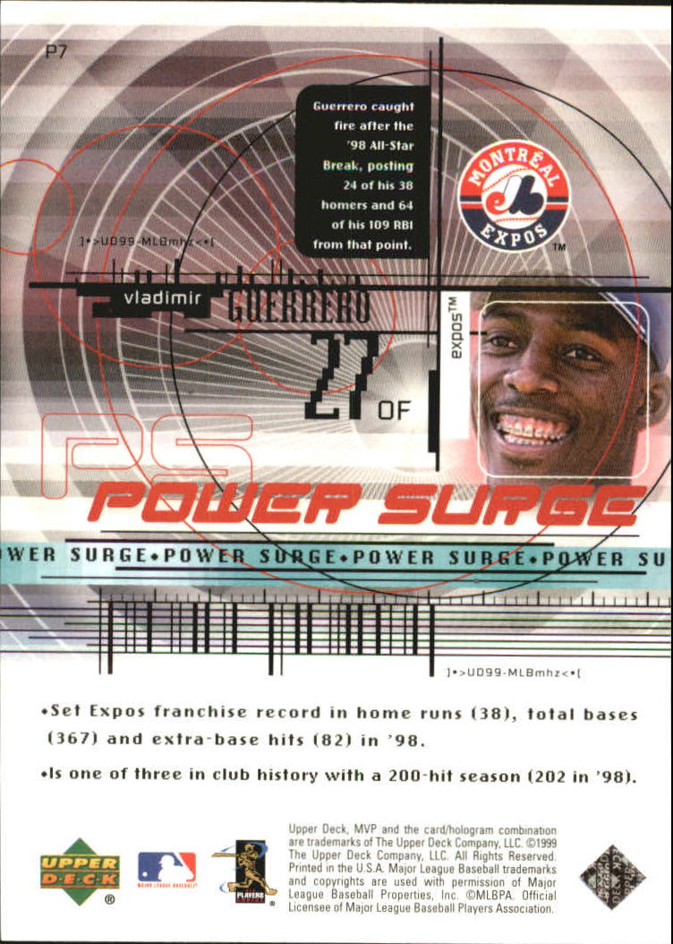 1999 Upper Deck MVP Power Surge #P7 Vladimir Guerrero back image
