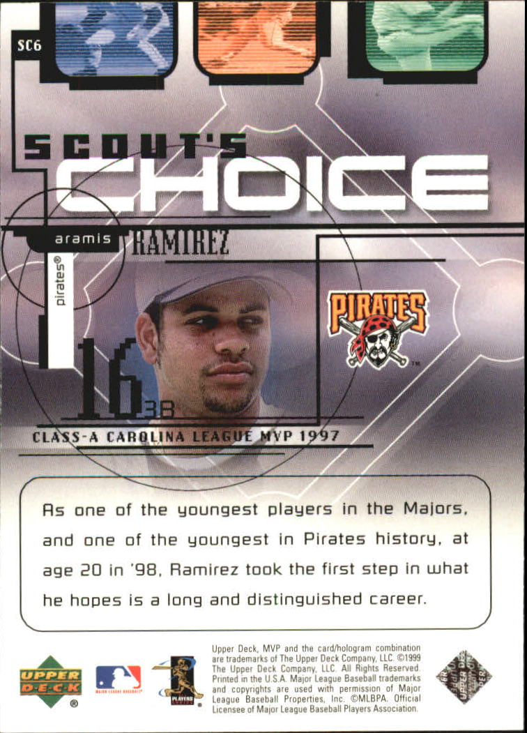 1999 Upper Deck MVP Scout's Choice #SC6 Aramis Ramirez back image