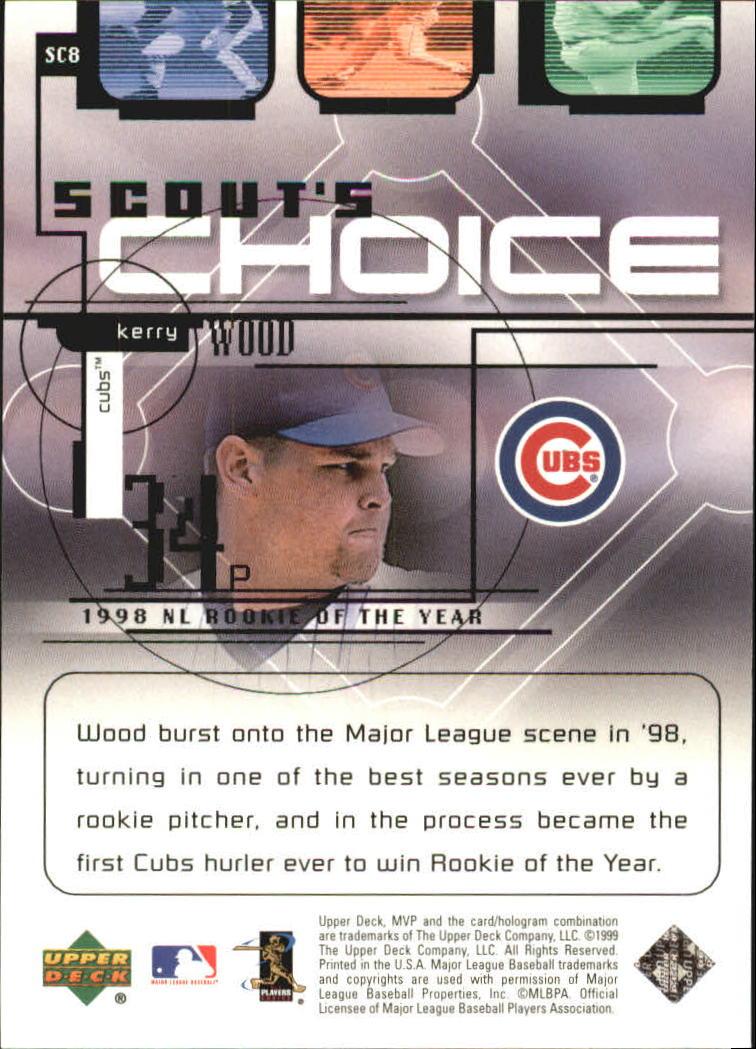 1999 Upper Deck MVP Scout's Choice #SC8 Kerry Wood back image