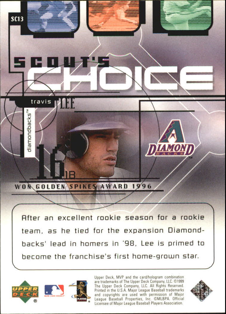 1999 Upper Deck MVP Scout's Choice #SC13 Travis Lee back image