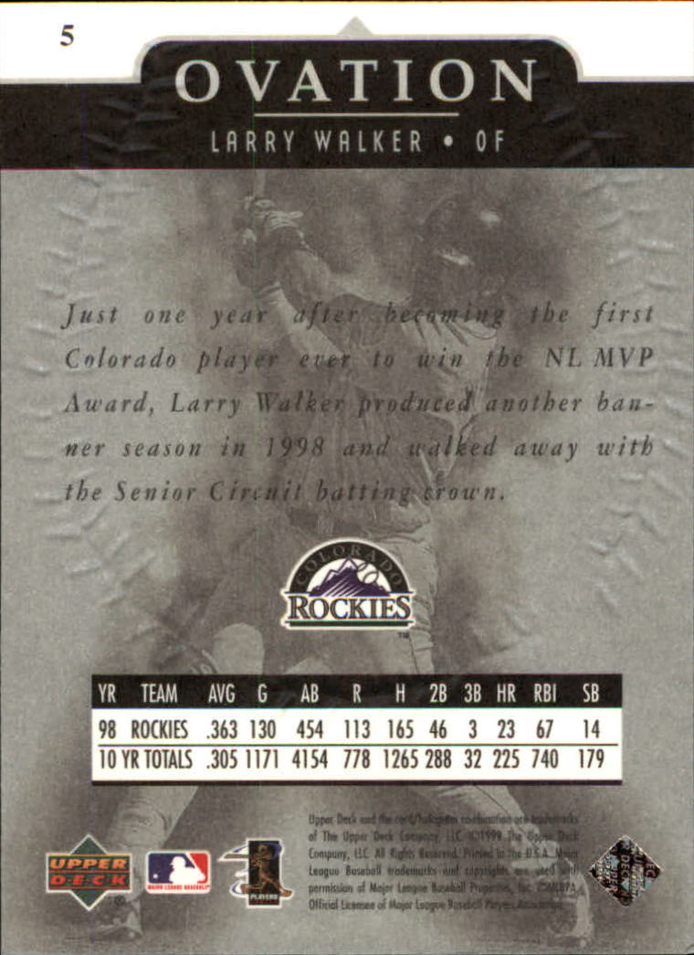 1999 Upper Deck Ovation #5 Larry Walker back image