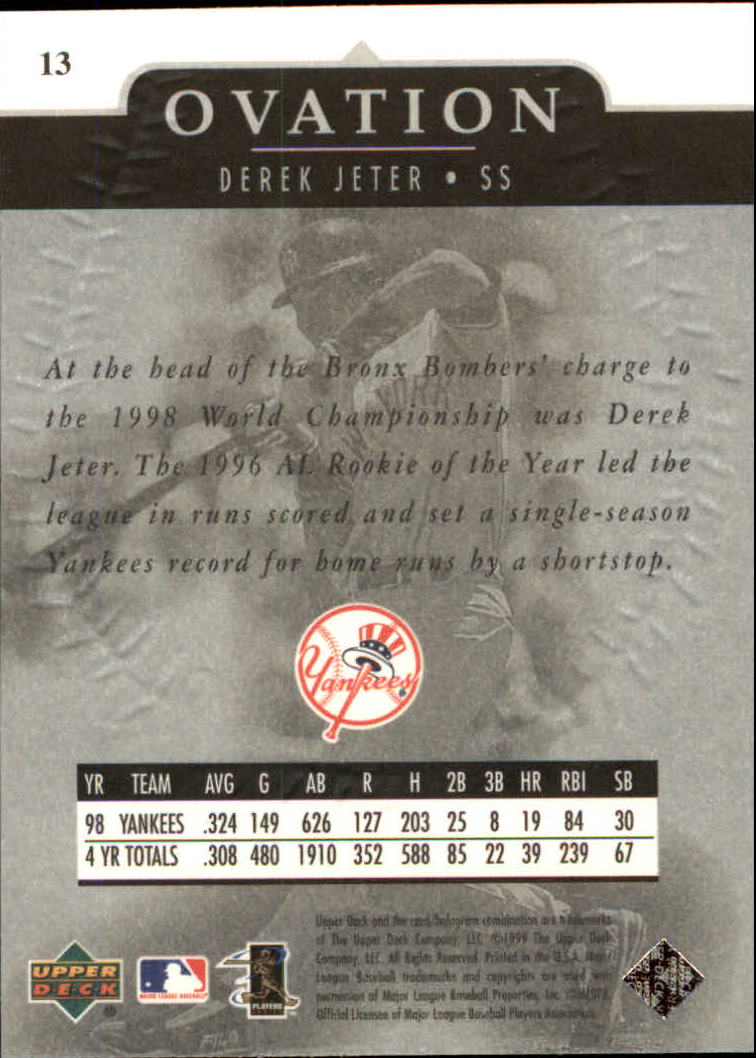 1999 Upper Deck Ovation #13 Derek Jeter back image
