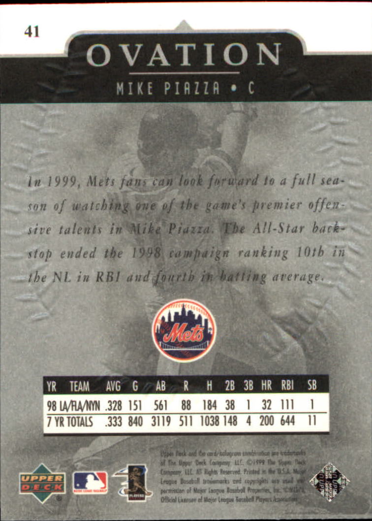 1999 Upper Deck Ovation #41 Mike Piazza back image