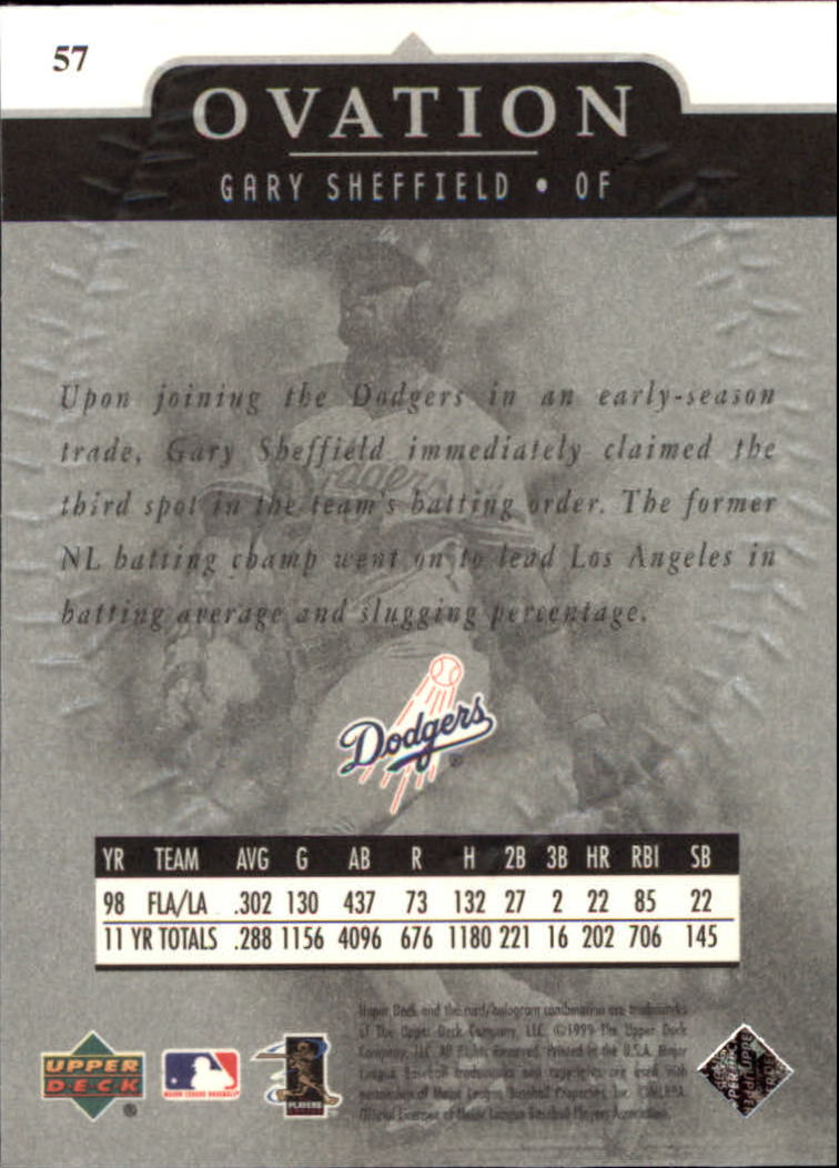 1999 Upper Deck Ovation #57 Gary Sheffield back image