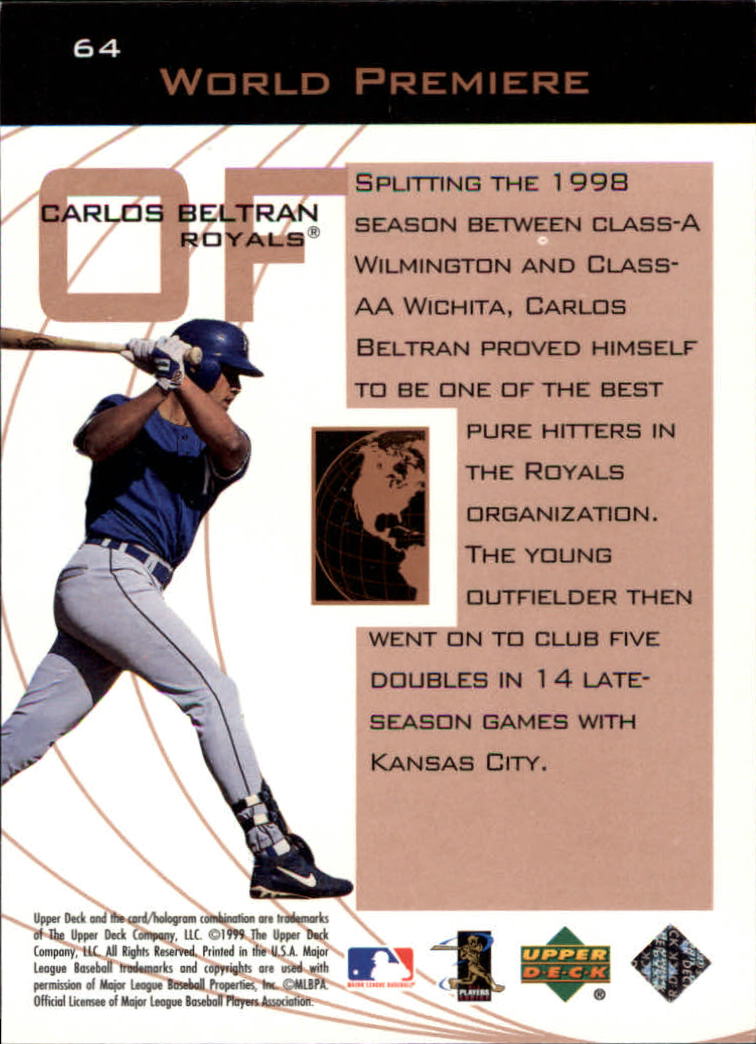 1999 Upper Deck Ovation #64 Carlos Beltran WP back image
