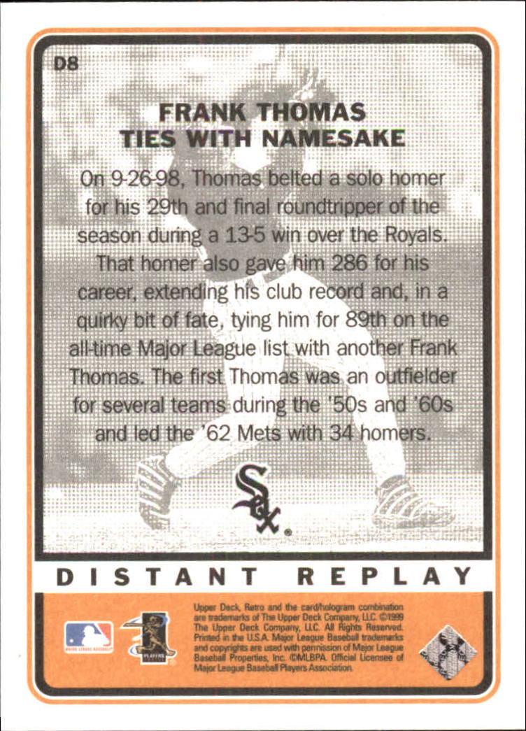 1999 Upper Deck Retro Distant Replay #D8 Frank Thomas back image