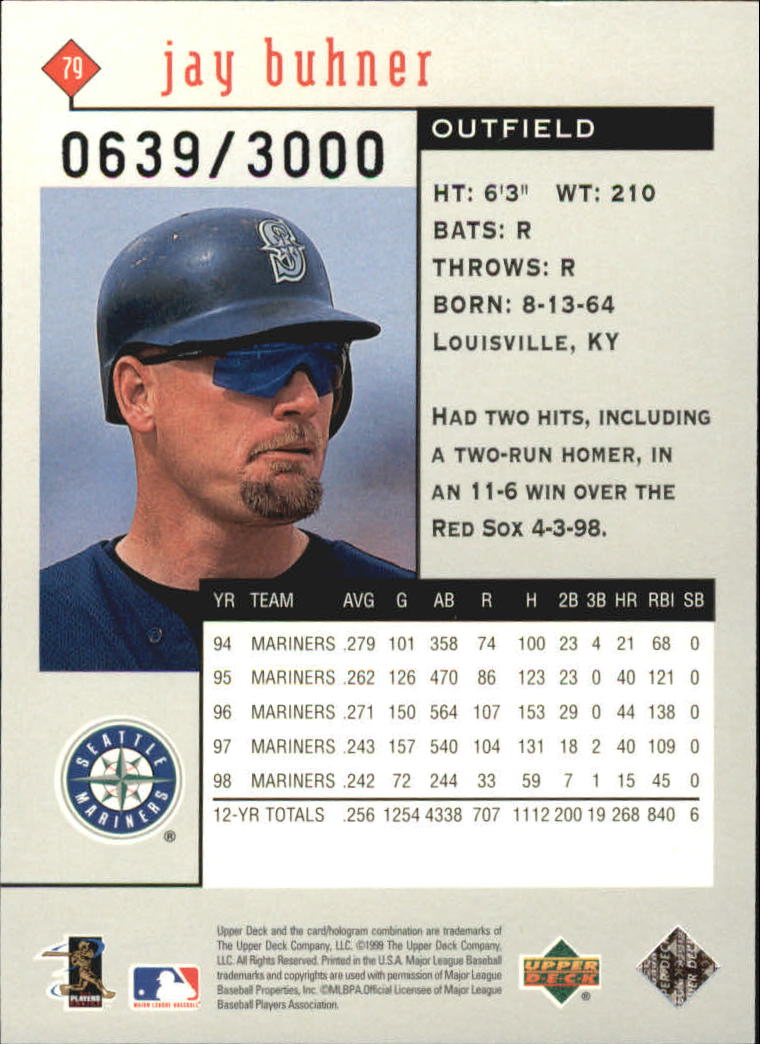 1999 Black Diamond Double #79 Jay Buhner back image