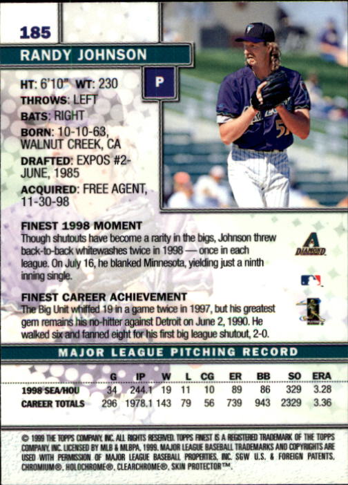 1999 Finest #185 Randy Johnson back image