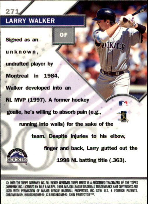 1999 Finest #271 Larry Walker GM back image