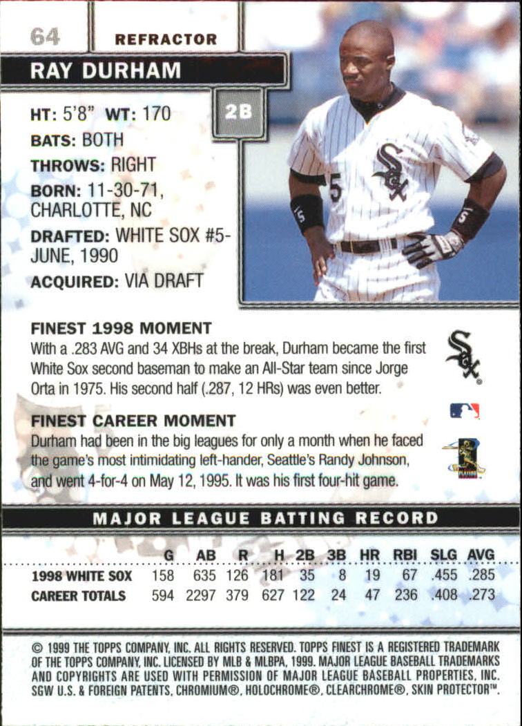 1999 Finest Refractors #64 Ray Durham back image