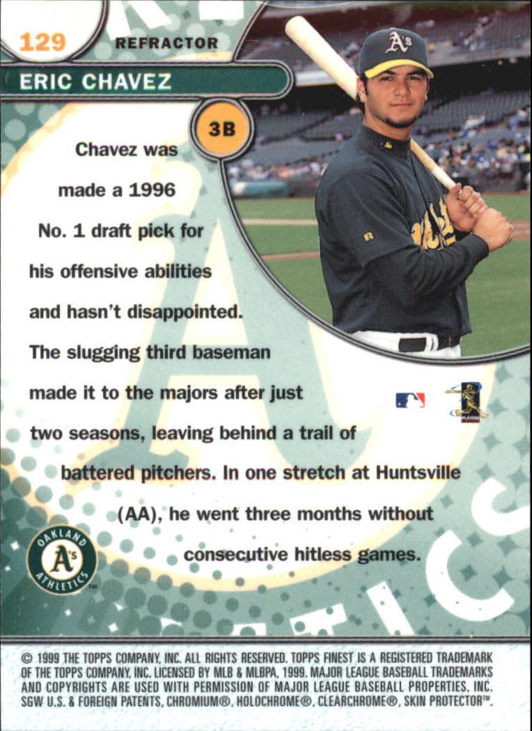 1999 Finest Refractors #129 Eric Chavez SENS back image