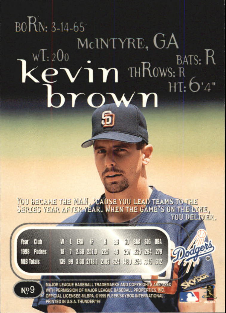 1999 SkyBox Thunder #9 Kevin Brown back image