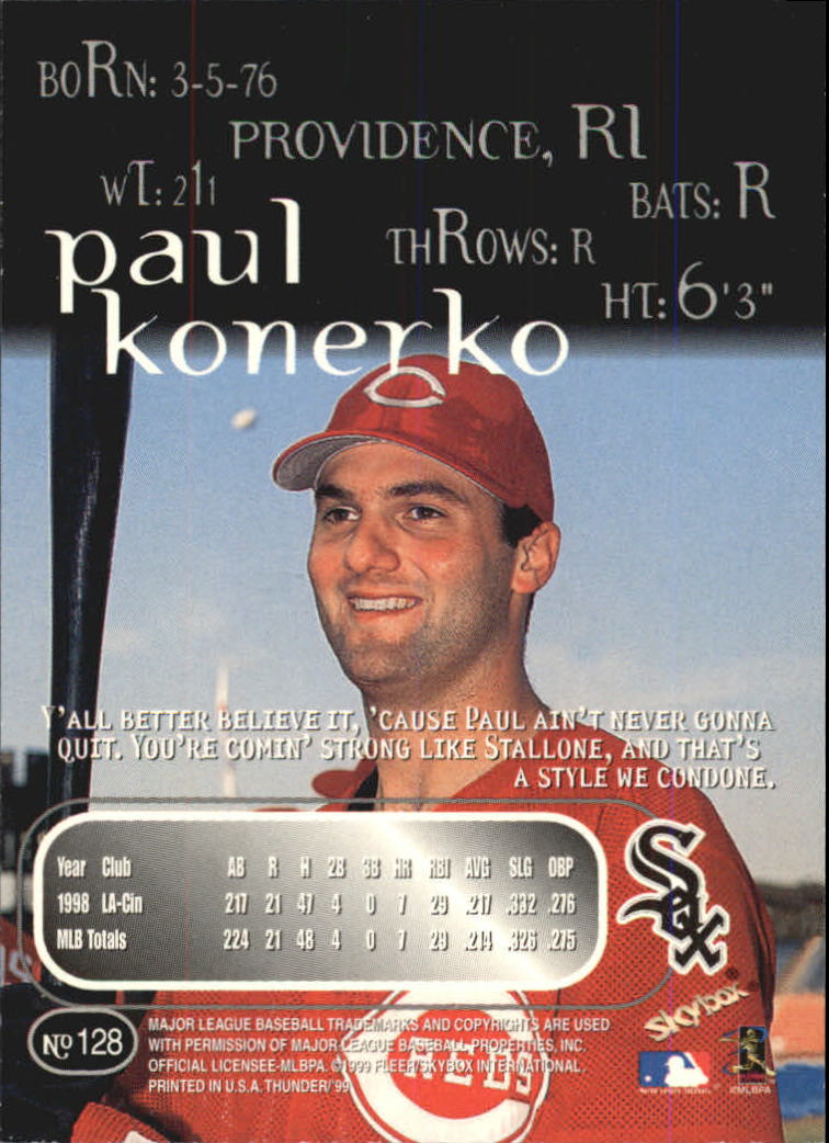 1999 SkyBox Thunder #128 Paul Konerko back image