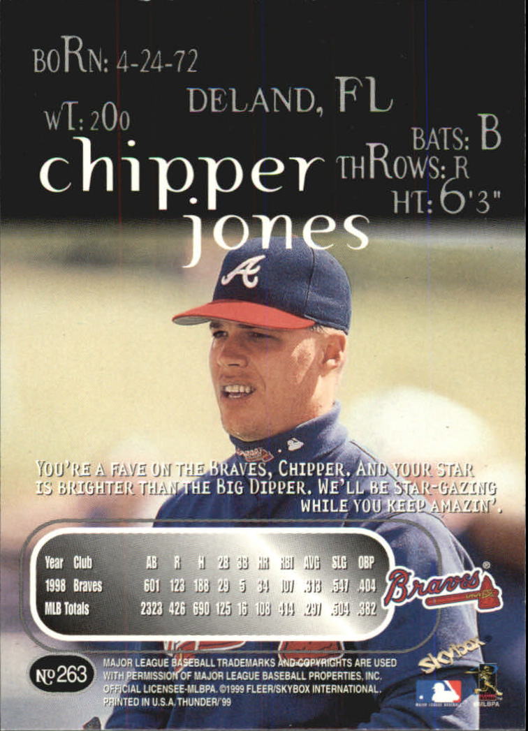 1999 SkyBox Thunder #263 Chipper Jones back image
