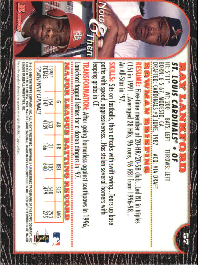 1999 Bowman International #57 Ray Lankford back image