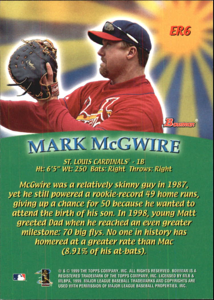 1999 Bowman Early Risers #ER6 Mark McGwire back image