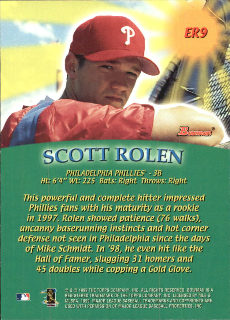 1999 Bowman Early Risers #ER9 Scott Rolen back image