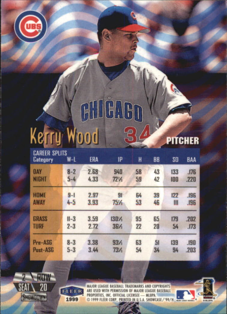 1999 Flair Showcase Row 2 #20 Kerry Wood back image