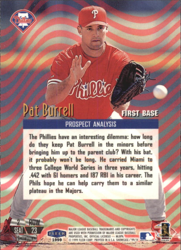 1999 Flair Showcase Row 2 #23 Pat Burrell back image