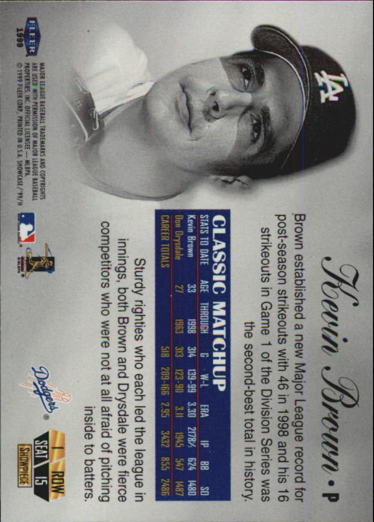 1999 Flair Showcase Row 1 #15 Kevin Brown back image