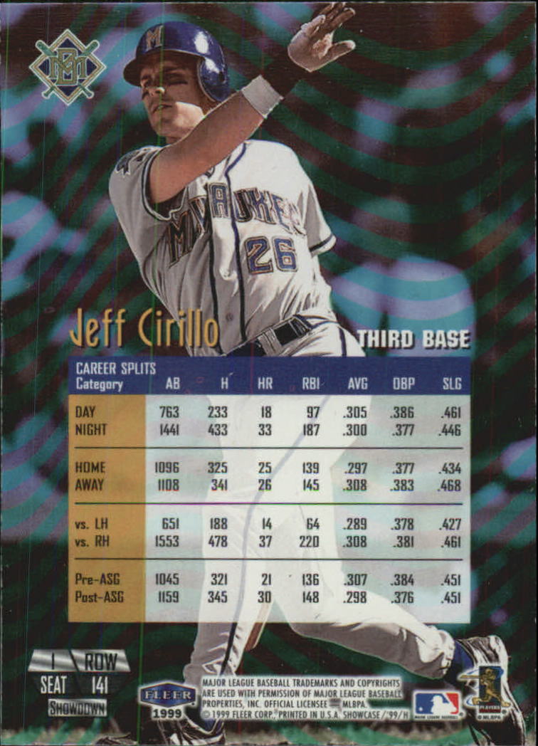 1999 Flair Showcase Row 1 #141 Jeff Cirillo back image
