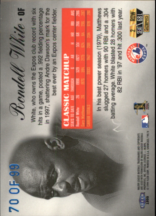 1999 Flair Showcase Legacy Collection Row 2 #68 Rondell White back image