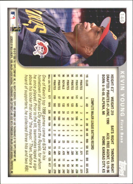 1999 Topps Opening Day #146 Kevin Young back image