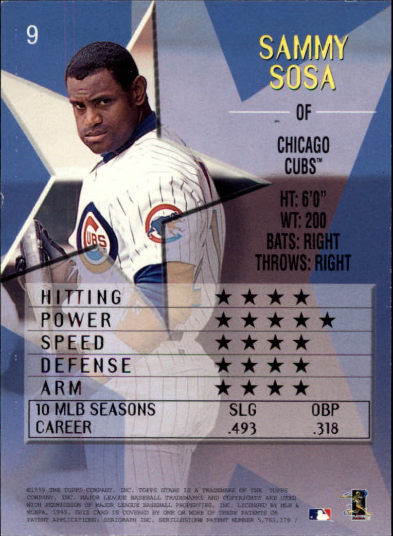1999 Topps Stars #9 Sammy Sosa back image